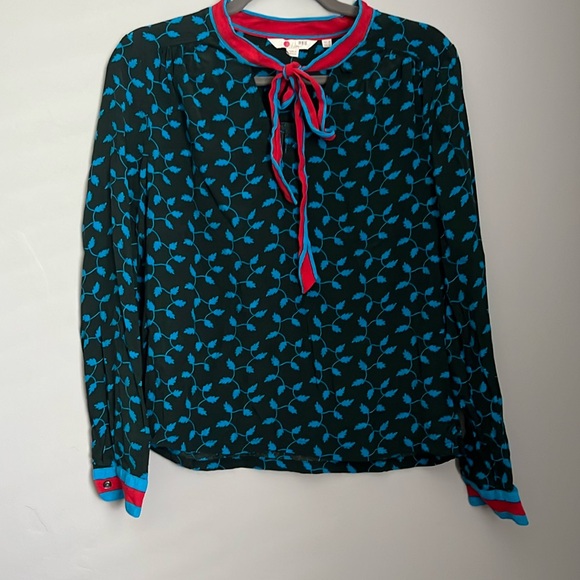 BODEN | Stripe Detail Tie Neck Blouse, size 4 - Picture 2 of 5